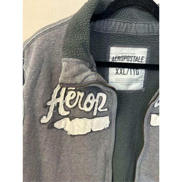 Vintage Y2K Aeropostale Sherpa Lined Heavy Sweatshirt Jacket XXL - Picture 3 of 7